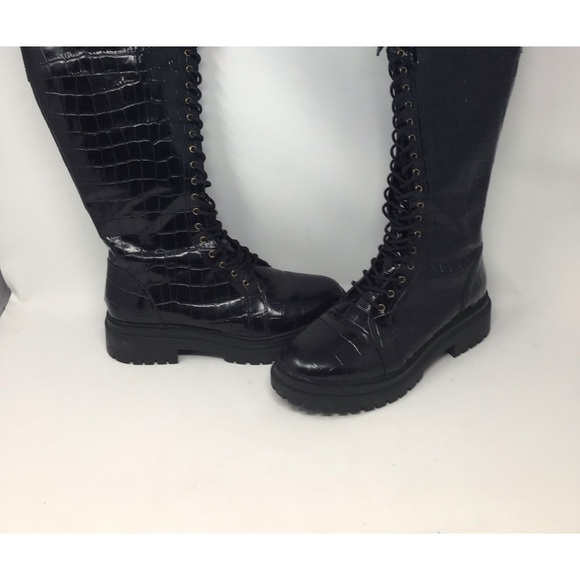 Michael Kors size 8 1/2 Stark crocodile leather combat boots - Picture 12 of 15